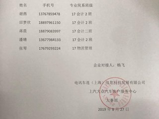 上海大众汽车客户服务中心录用名单